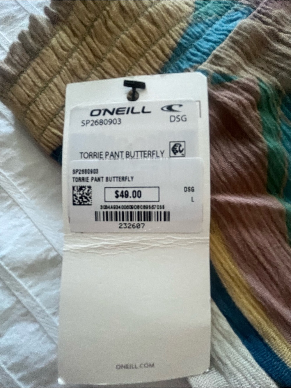 NWT O'Neill Wide Leg Floral Swirl Pants in Teal, Blue, Pink and Cream - Picture 2 of 5
